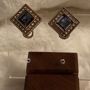 Heidi Daus “ Intellectual Property” Crystal Button Earrings